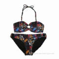Ladies' Bikini with Cool and Fashion Prints on Main Fabric, a Plastic Ring on Center Front of Bra